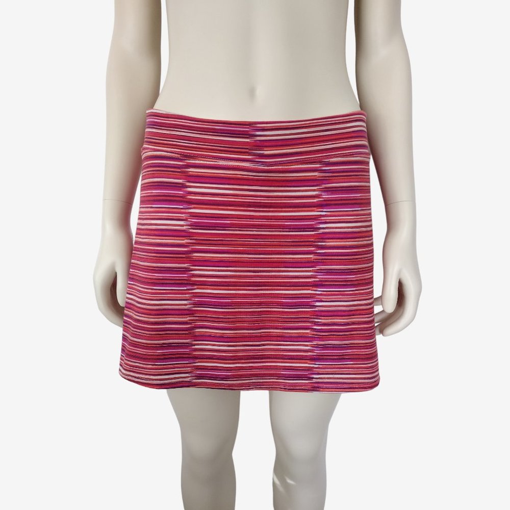 Lola Pink Multicolored Stripe Stretch Knit Activewear A Line Skort Size S